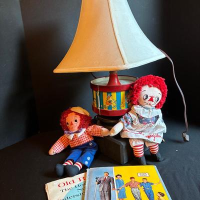 Raggedy Ann & Andy Dolls, Drum Shaped Lamp, Children’s Books