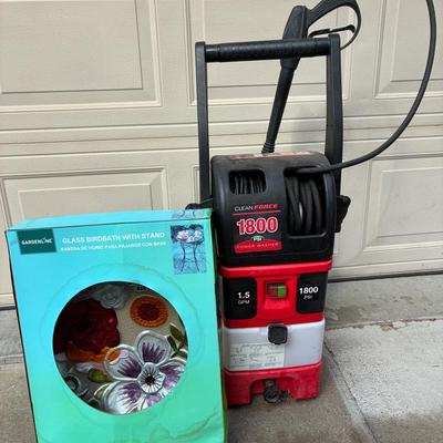 Power Washer & Glass Bird Bath 