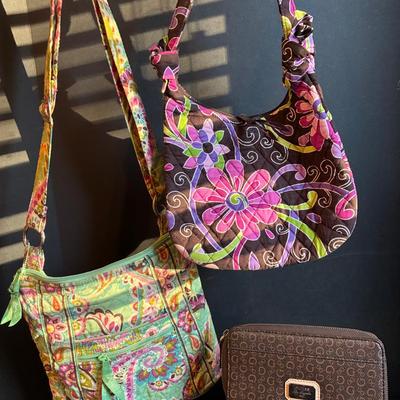 Two Vera Bradley Purses & Guess Wallet 