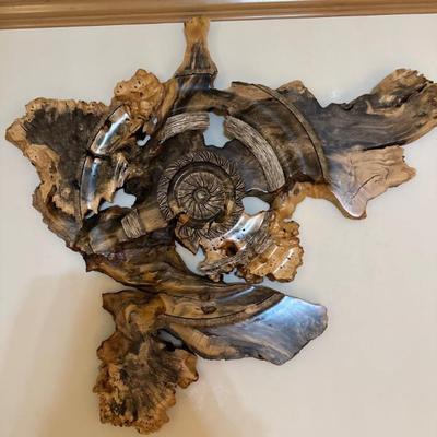 Burlwood wall art sculpture 