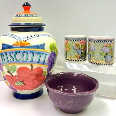 “Biscotti” Cookie Jar, “España” & Dishes!