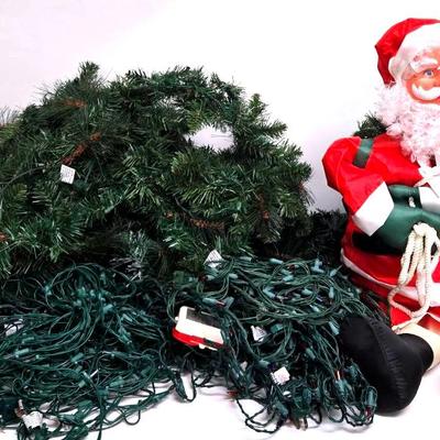Christmas Garland and Santa Decoration