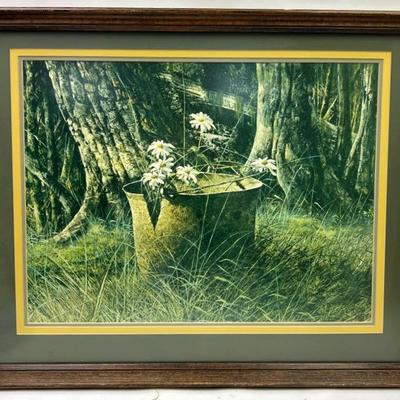 Grass & Daisy Wooden Framed Print 