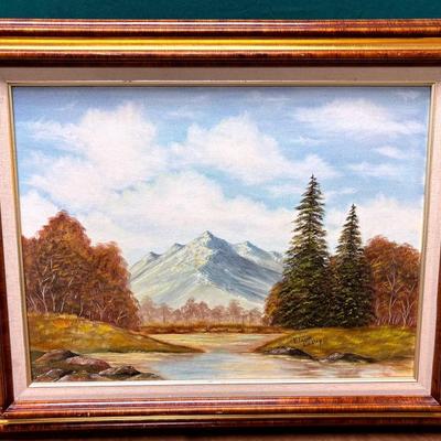 Mountain Landscape Oil Painting Print by “Elaine Lindley”