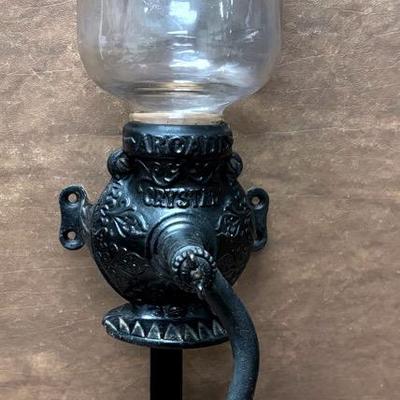 “Arcade Crystal” Cast Iron Wall Mount Coffee Grinder