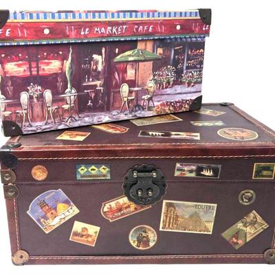 Travel And Cafe Themed Storage Boxes