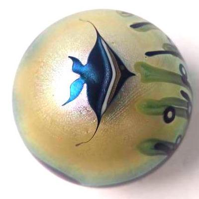 Signed "Orient & Flume" Irredescent Paperweight 