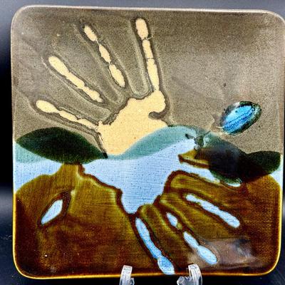 Signed Handprint Ceramic Art