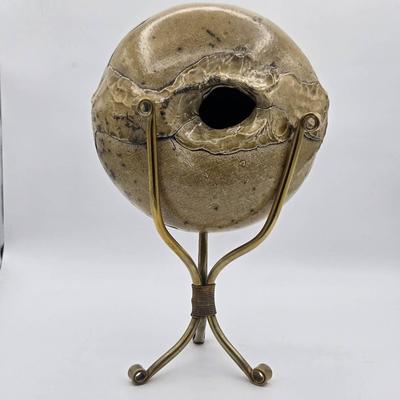 Art Pottery with Metal Holder