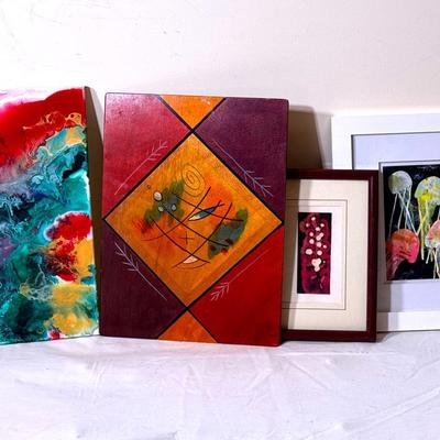 (4) Colorful Abstract Art Pieces 