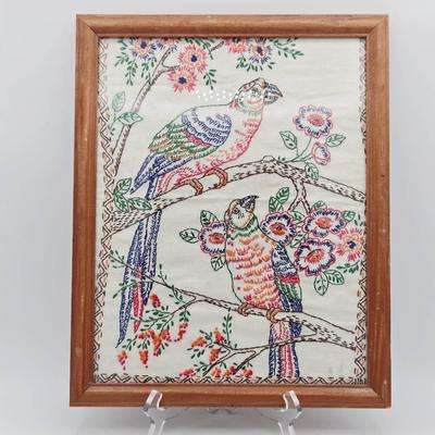 Embroidered Parrot Art