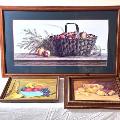 (3) Signed Fruit Cornucopias Lot