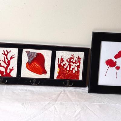 Red Tile Coat Hanger And Framed Red Tree Image 