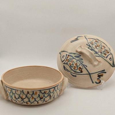Covered Casserole Pottery Fish Dish