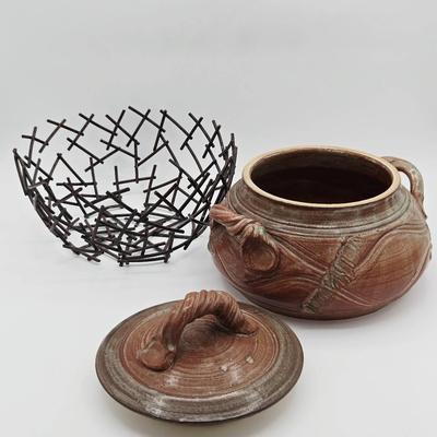 Stunning Studio Party Covered Jar with Metal Holder