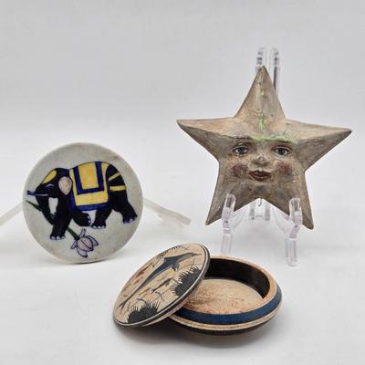 Dolphin Minoan Trinket Dish, Elephant Coaster & Sassy Star