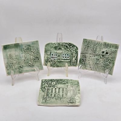 (4) Green Local Pottery Pieces
