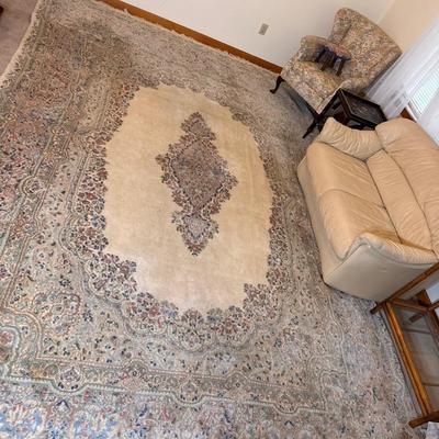 Large Slate Blue And Pink Floral Area Rug 
