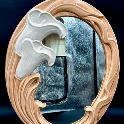 Vintage Ceramic Calla Lily Mirror