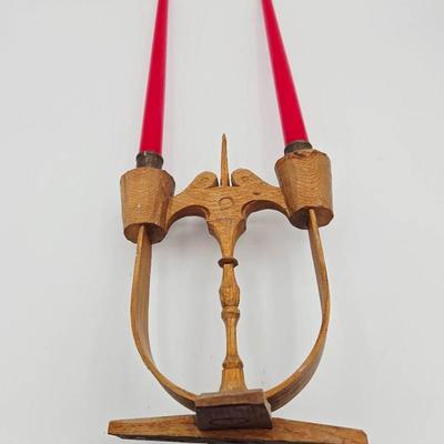 Carved Wooden Candle Holder