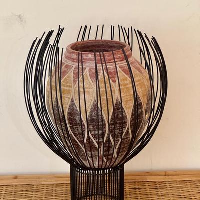 Ceramic Vase With Metal Holder