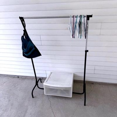 Portable Clothes Rack With Sterilite Tote Drawer