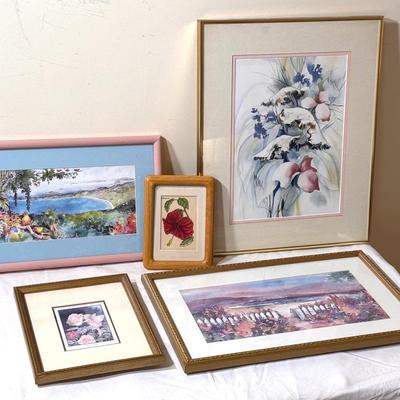 (5) Bright Floral Themed Art Pieces 