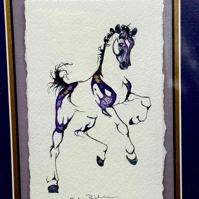 Signed Sarah Richards Horse Watercolor 