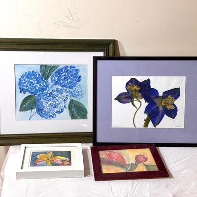 (4) Floral Varsities Of Framed Art