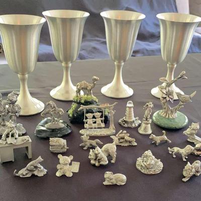 Leonard Pewter Goblets x4 - Pewter Decor Figurine Collection 