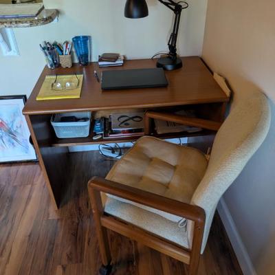2 OF 2 CHAIRS+ SMALL TEAK DESK
