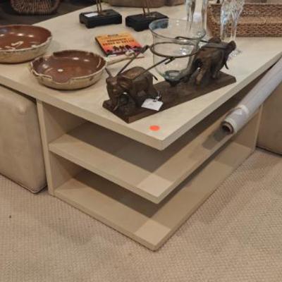 Sale Photo Thumbnail #23: Hickory White Large Coffee Table with Leather Ottomans