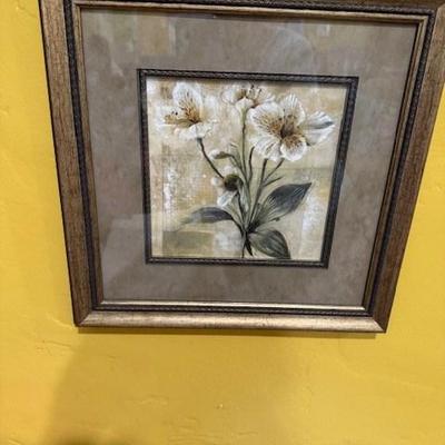 Framed Floral Art Print With Double Matting