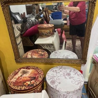 Large Rectangular Ornate Gold-Framed Mirror