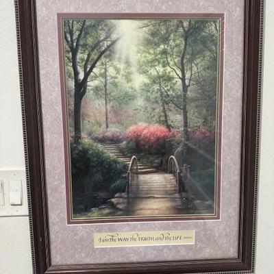 Framed Art Print of Forest Path with Quote