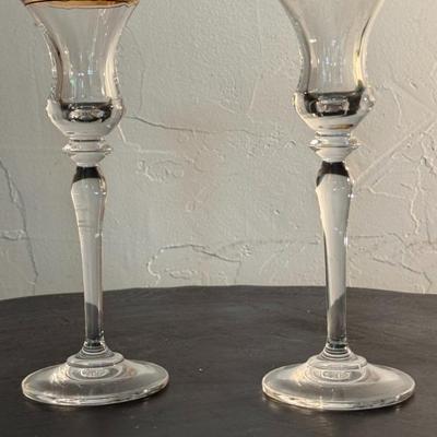 Clear Glass Stemmed Glasses with Gold Rims