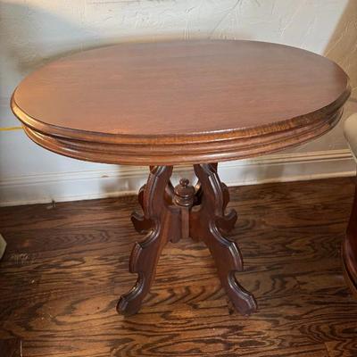 Oval Wooden Pedestal Side Table