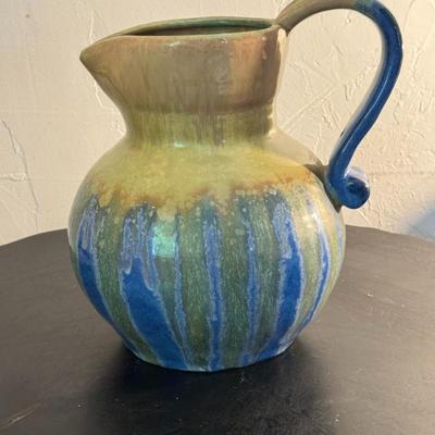 Glazed Pottery Pitcher with Multicolor Finish
