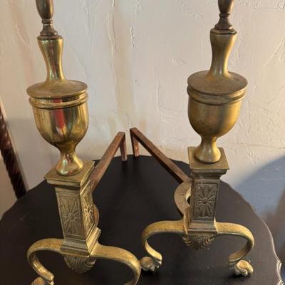 Brass Andirons with Urn Finials