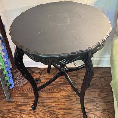 Black Painted Round Wooden Side Table