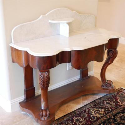 19th Century Victorian Style Marble Top Washstand