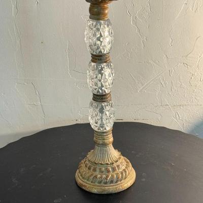 Crystal and Stone Candle Stand with Ornate Base