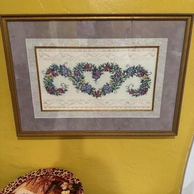 Framed Embroidery Art With Floral Design