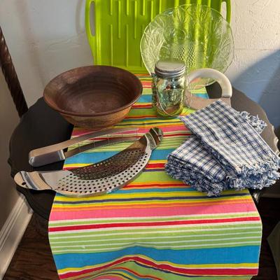 Kitchen Items Including Ceramic Bowl and Glassware