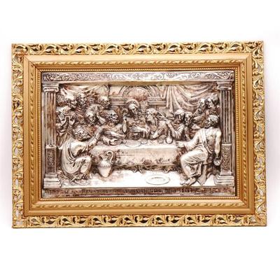 "The Last Supper" Relief Metal Framed Sculpture