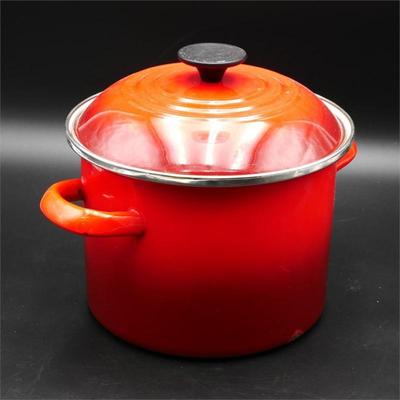 Le Creuset Enameled Steel Stockpot in Cerise