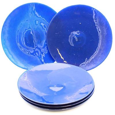 Set of 6 Cobalt Blue Glass Plates
