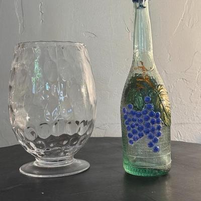 Painted and Molded Glass Decanter with Goblet