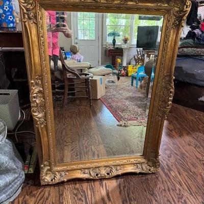 Large Ornate Gilded Rectangular Mirror