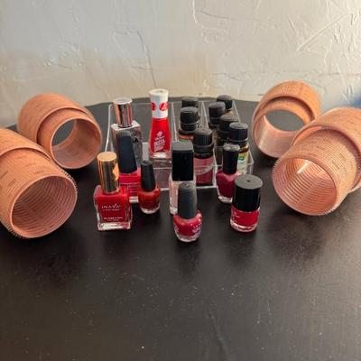 Red Nail Polish, Hair Curlers, and Essential Oils